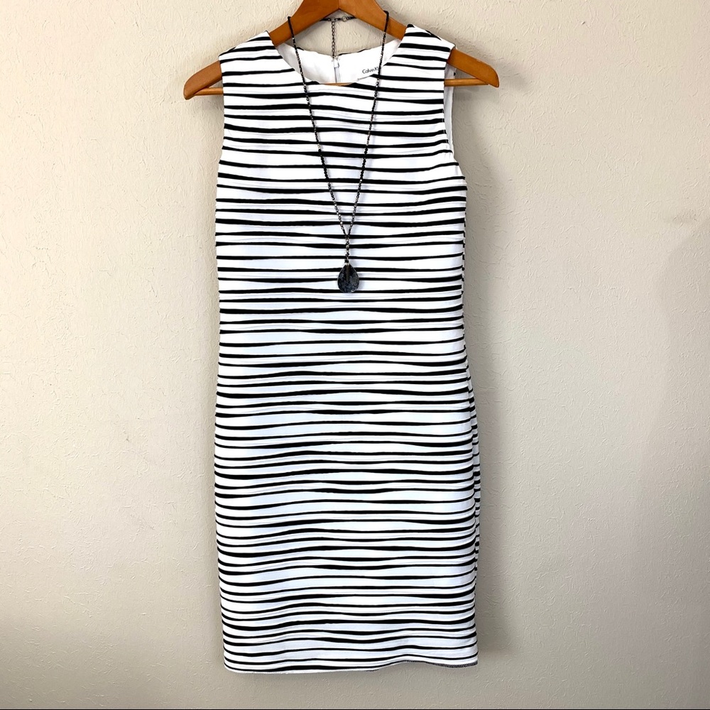 NWOT Calvin Klein Dress White & Black Stripes 8